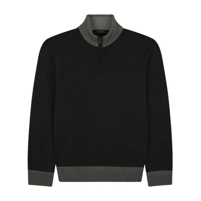 Paul & Shark Soft Cool Touch Wool Half Zip Sweater In Black