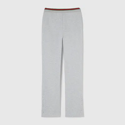 Gucci Women Cotton Jersey Jogging Pants With Web Detail In Gray
