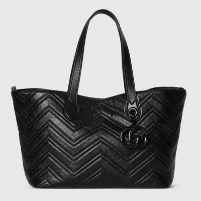 Gucci Women Gg Marmont Leather Tote Bag In Black