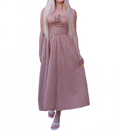 Aureum Victoria Corset Bodice Maxi Dress In Orange In Pink