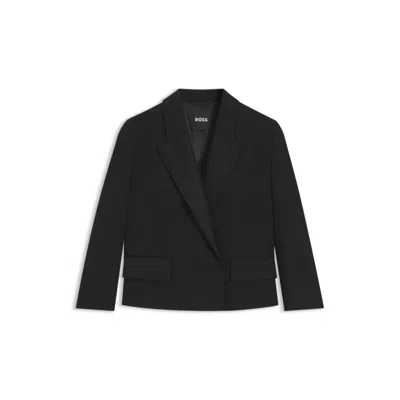 Hugo Boss Relaxed-fit Tuxedo Blazer In Virgin-wool Twill In Black