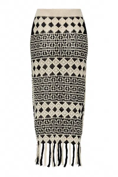 Carolina K Women's Crochet Skirt In Black Cream In Multi