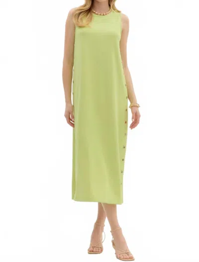 Entro Solid Rib Textured Midi Dress In Lime In Green