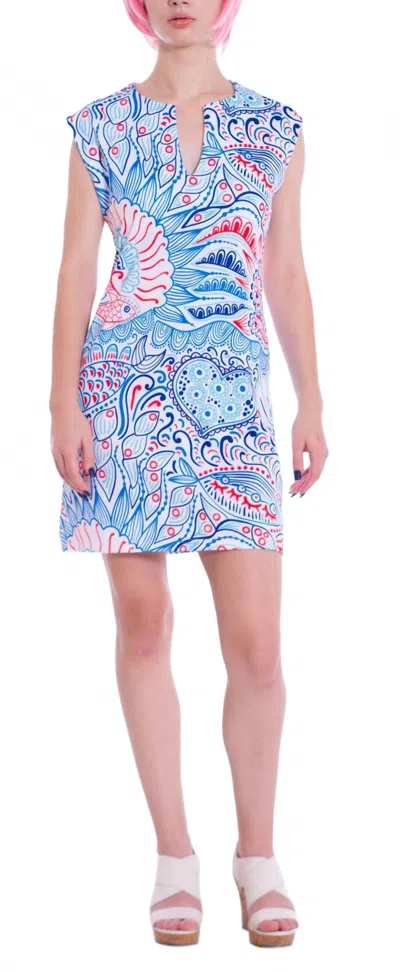 Michelle Parisou Tina Mini Dress In Ocean Bright In Multi