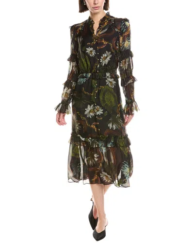 Marchesa Notte Printed Silk-blend A-line Dress In Multi