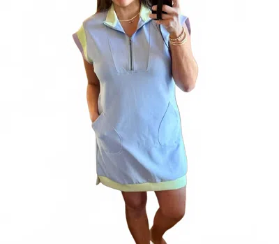 Why Dress Color Block Wide Sleeve Dress In Blue In Blue