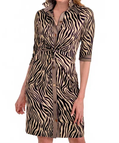 Gretchen Scott Twist & Shout Animal Instincts Mini Dress In Tan & Black Zebra In Multi