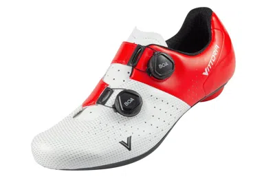 Vittoria Unisex Veloce Performance Road Shoes In White / Red In Multi