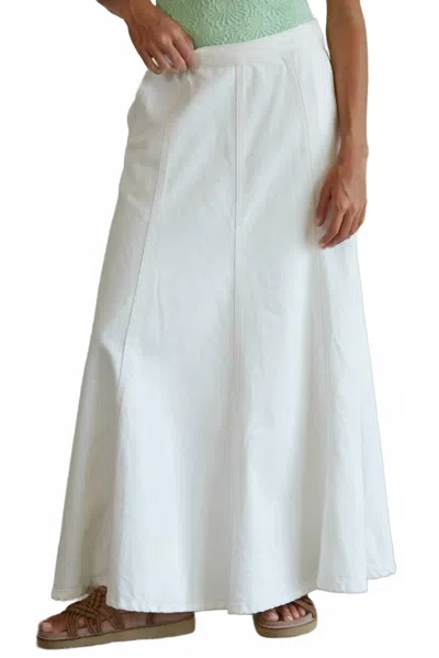 By Together Liv Denim Maxi Flare Skirt In Cream In White
