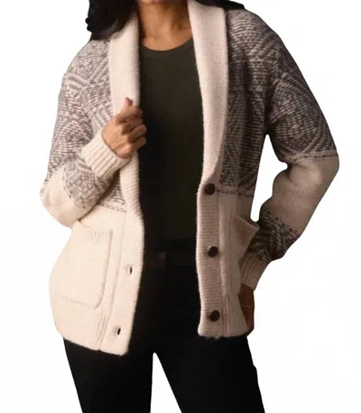 The Normal Brand Shawl Collar Heritage Cardigan In Cream Multi In Brown