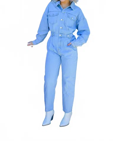 Mable Cailey Long Sleeve Jumpsuit In Denim In Blue