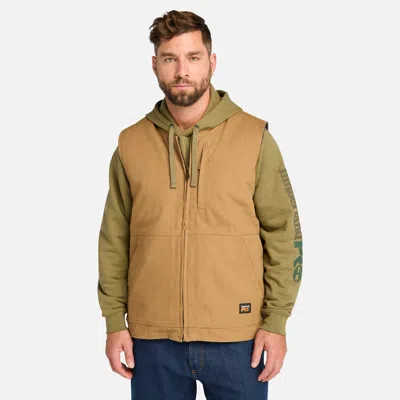 Timberland Men's  Pro Gritman Fleece-lined Canvas Vest In Brown