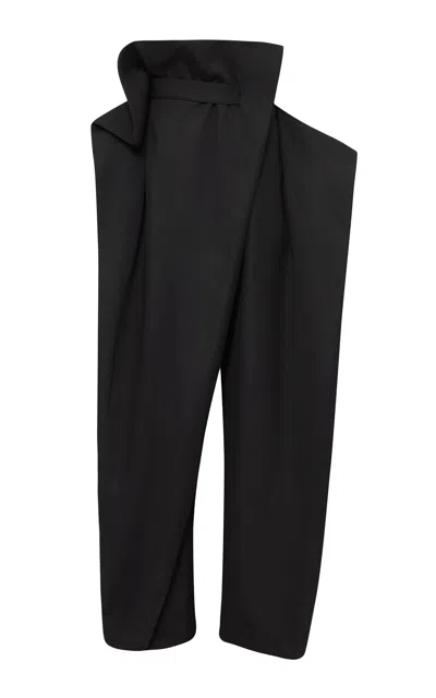 Jw Anderson Fold-over Wool Trousers In Black