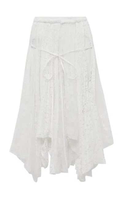 Jw Anderson Mixed Lace Midi Skirt In White