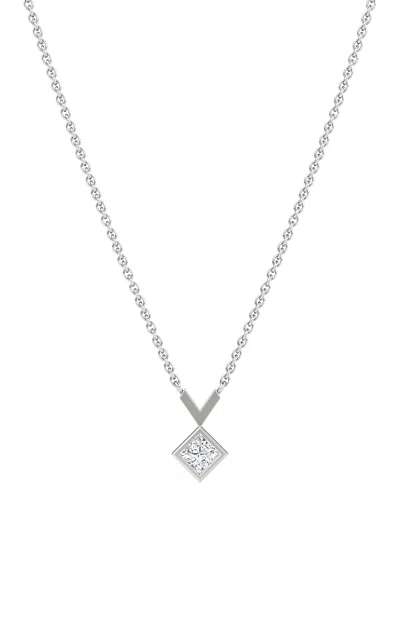 Vrai Arrow 14k White Gold Diamond Necklace In Silver