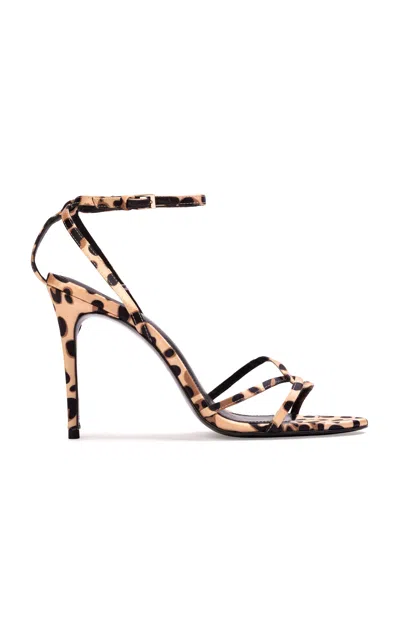 Black Suede Studio Miley Satin Sandals In Animal Print