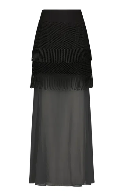 Lela Rose Macrame Lace Maxi Skirt In Black