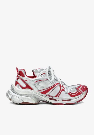 Balenciaga White And Red Runner 2.0 Sneakers In Multi