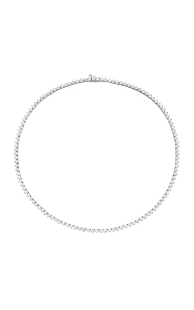 Vrai 14k White Gold Lab-grown Diamond Medium Tennis Necklace In Silver