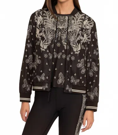 Johnny Was Bee Active Drop Shoulder Bomber Jacket In Farfalla In Black