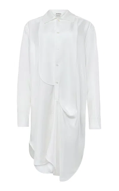 Jw Anderson Tuxedo Draped Silk Midi Dress In White