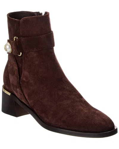 Jimmy Choo Noor 45 Suede Boot In Brown