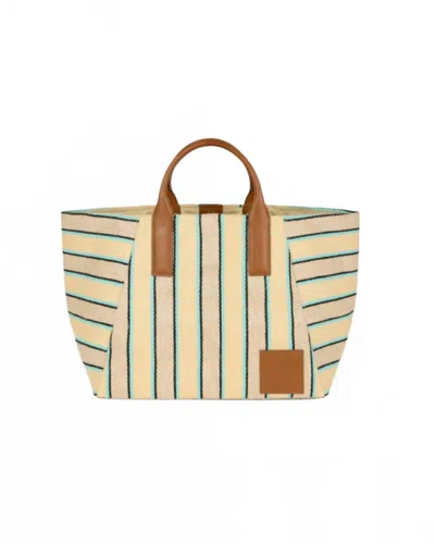We-ar4 Women's Riviera Tote Bag In Beige/blue Striped In Multi