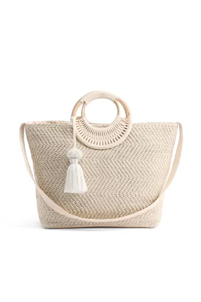 America & Beyond Women's Birch Lurex Durrie Cane Handle Hand Woven Large Tote In White In White