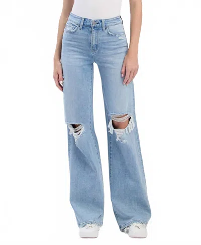 Flying Monkey High Rise Distressed Wide Leg Jeans In Halsey In Multi