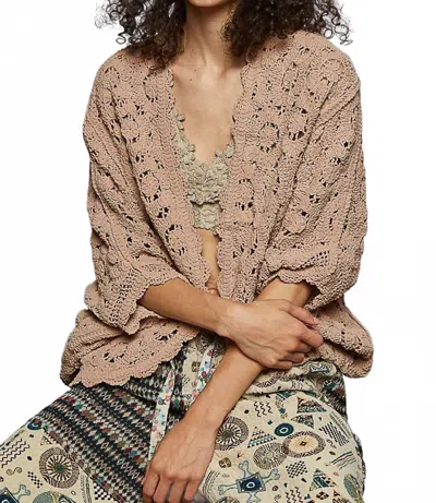 Pol Floral Batwing Cardigan In Latte In Brown