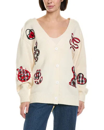 Cynthia Rowley Wool & Cashmere-blend Motif Cardigan In Neutral