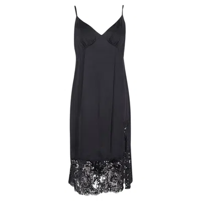 Michael Kors Sequin-embellished Midi Slip Dress In Black Viscose In Black