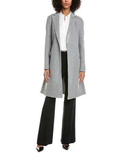 Theory Belted Wool Coat In Gray