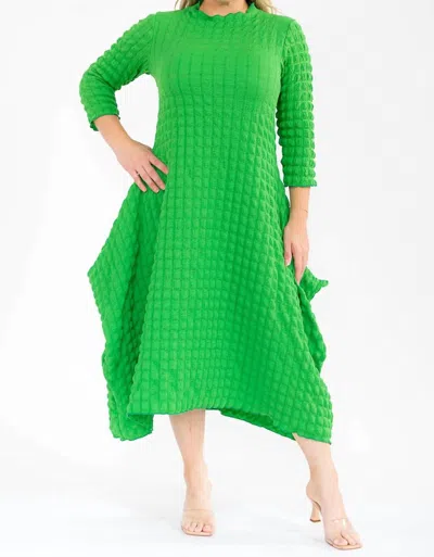 Karen T Design Textured Bubble Midi Dress In Green In Green
