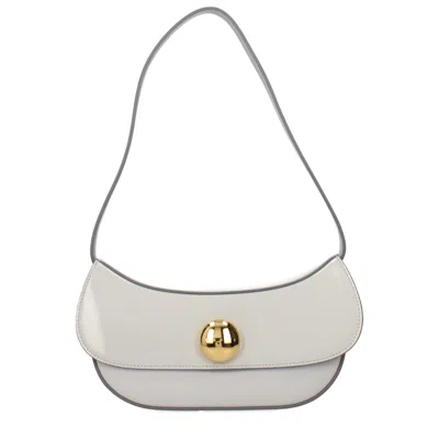 Marni Gray Leather Shoulder Bag In White