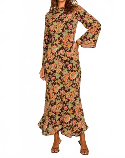 Elizabeth James The Label Lily Maxi Dress In Wallflower Brown In Multi
