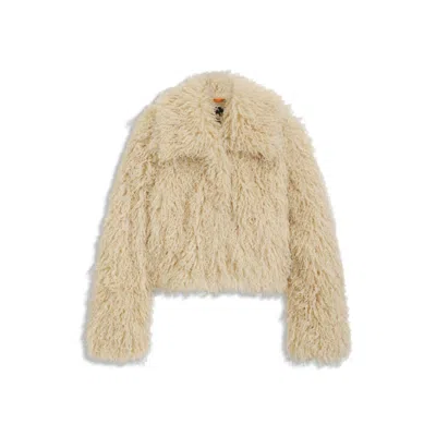 Hugo Boss Faux-fur Jacket With Cropped Length In Brown