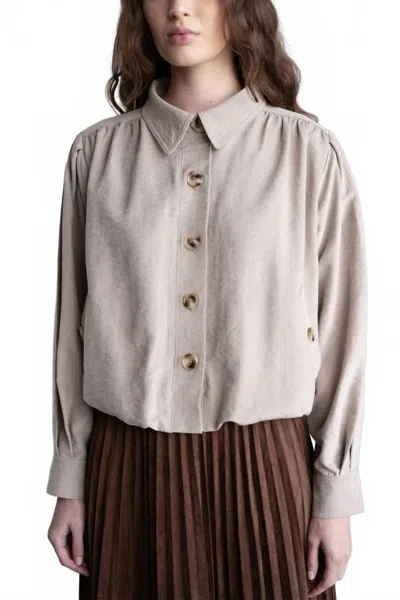 Elle Grey Sariah Bubble Hem Jacket In Beige In Sand