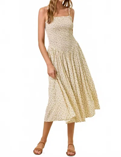 Doe & Rae Rae Floral Smocked Dress In White In Neutral