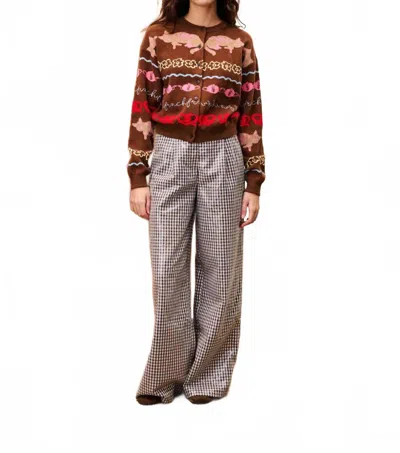 Frnch Abyssin Knit Cardigan In Ice Brown In Multi
