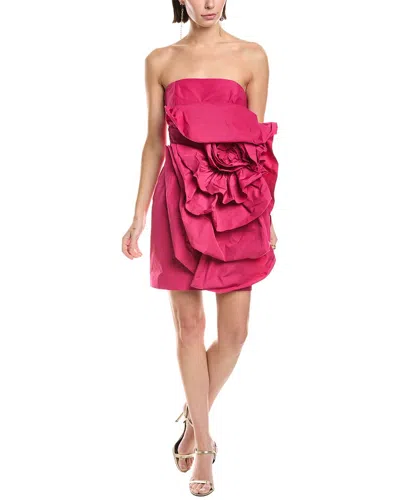 Marchesa Notte Sleeveless Taffeta Mini Dress In Pink