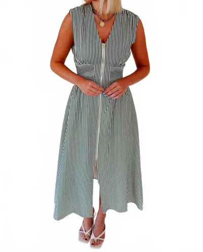 Thml Striped Maxi Dress In Green In Green