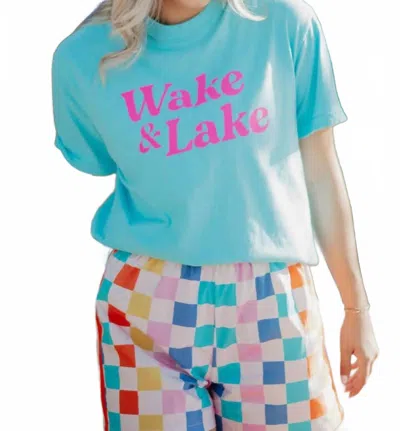 Katydid Wake And Lake Graphic Cotton Tee In Lagoon Blue In Blue