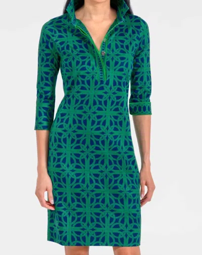Gretchen Scott Everywhere Ring Toss Mini Dress In Navy/kelly In Green