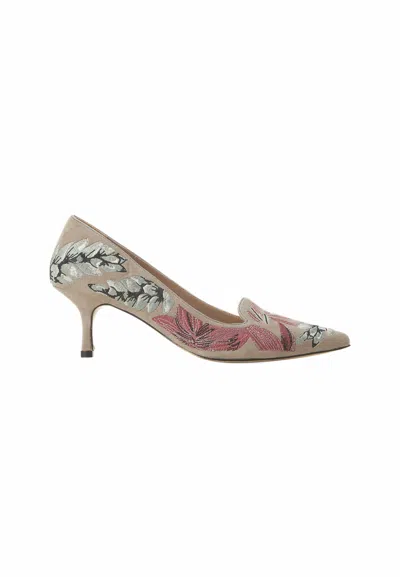 Mangará Atelier Suede Embroide Pumps - Kitten Heel Women's Style In Multi