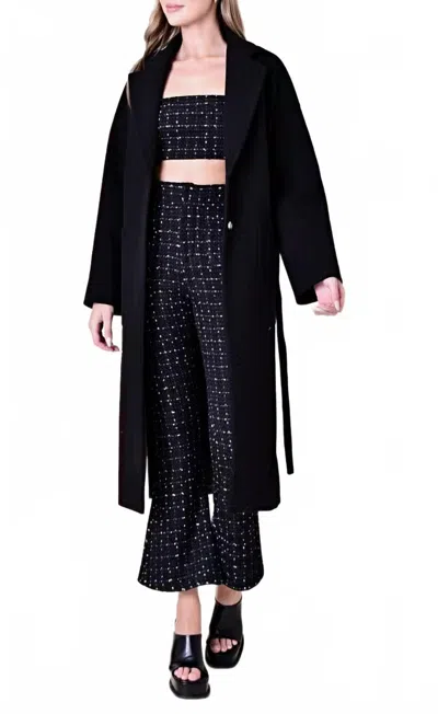Fore Collection Oversized Wrap Belt Trench Coat In Black In Black