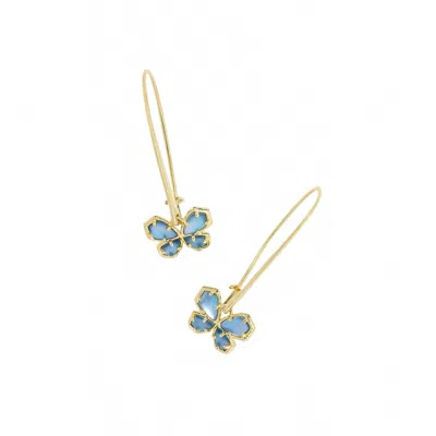Kendra Scott Women's Mae Butterfly Wire Drop Earrings In Blue Watercolor Illusion In Gold