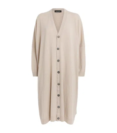 Eskandar Cashmere Wide Longline Cardigan In Neutral
