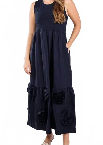 Elliott Lauren Coming Up Roses Dress In Navy In Blue