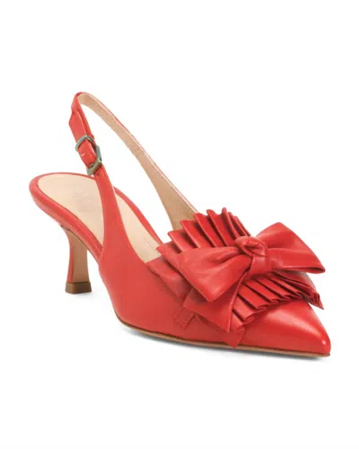 Beautiisoles By Robyn Shreiber Women's Leather Pointed Toe Slingback Pumps In Red In Red